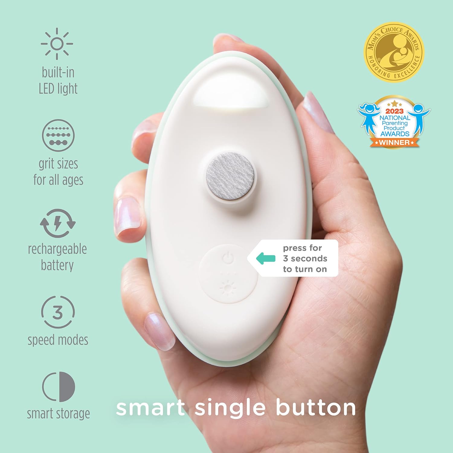 Olababy Rechargeable Electric Baby Nail Trimmer | Newborn Nail Clipper | Electronic File for Babies | Infant/Toddler Nail Grooming Kit | Portable Manicure Essentials | LED Light Fingernail Cutter Set - Image 3